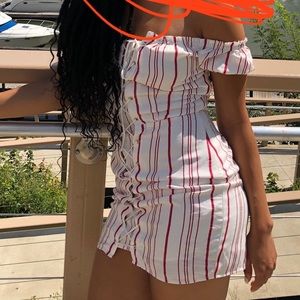 Red and white tube dress